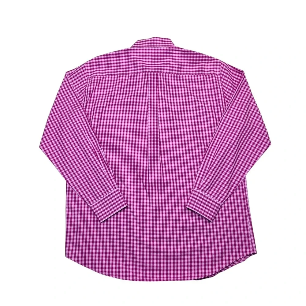 Peter Millar Mens XL Pink Gingham Check Cotton Long Sleeve Button Down Shirt